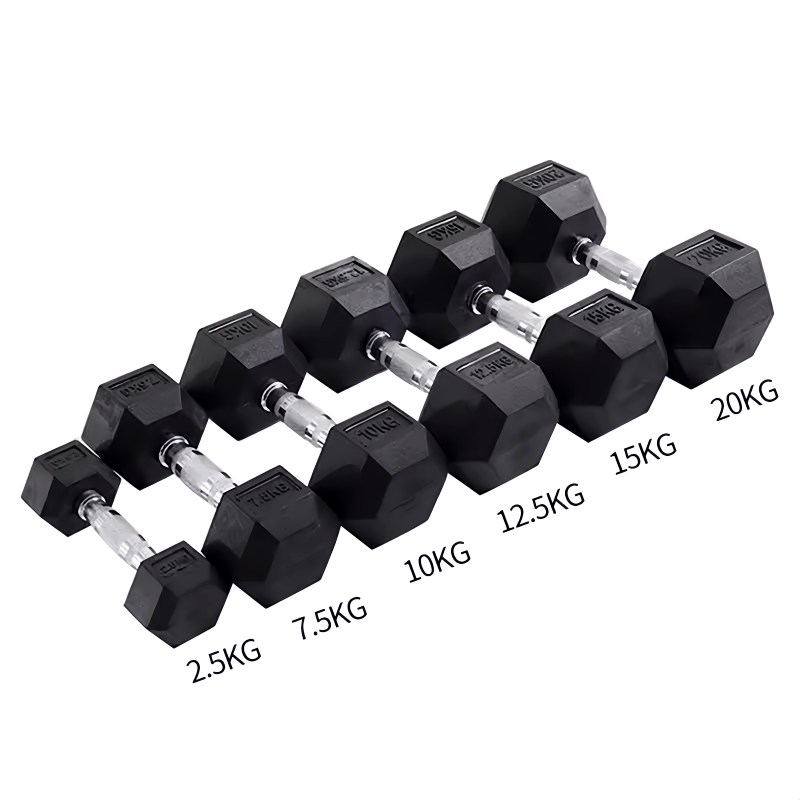 Home and Commercial Weight Lifting Rubber Hex Dumbbells In Kg And Lbs From 2.5-100lbs